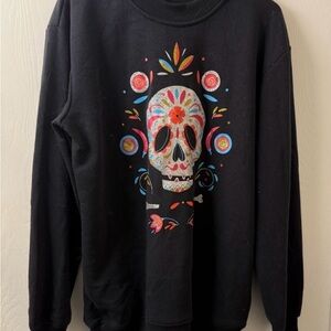 Colorful Skull Graphic Women's Crewneck Sweater